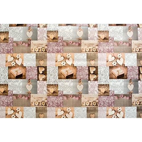 Wachstuch Wachstischdecke Tischdecke abwaschbar Liebe Herz Spitzenoptik 200 x 140cm - 2