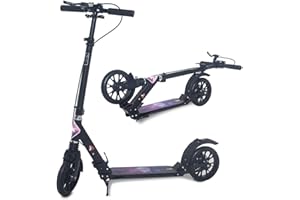 ‎ISE ISE Big Wheel Scooter Tretroller 200mm Roller Cityroller Klappbarer Scooter mit 2 Räder,Handbremse für Erwachsene und Kinder,2 Farbeauswahl,hoch Qualität