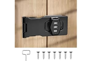 Password Hasp Locks, KYYGKY 3 Inch Rotary Door Lock Hasp Cabinet Door Combination Lock Barn Door Lock Latch Safety Packlock Clasp Hasp with Screws for Cabinets, Barn Door, Outdoor, Garden - Black