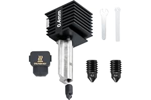 JUUPINE Tête d'impression mise à niveau pour imprimante Bambu Lab A1/A1 mini buse en acier trempé de 0,4 mm, avec 2 buses en acier trempé remplaçables (0,2 mm et 0,4 mm)