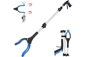 REWKCY 91cm Greifzange für Senioren - Faltbare Greifzange mit starkem Griff und 360° Drehkopf, Ergonomischer Greifer für Senioren, Robuste Müllzange für tägliche Aufgaben, Blau