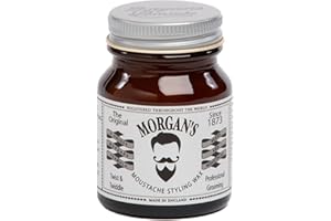 Morgan's Pomade Cire de Moustache, Cire Ultra-Rigide et Naturelle Parfaite pour Façonner et Coiffer les Moustaches avec Huiles Essentielles 50g
