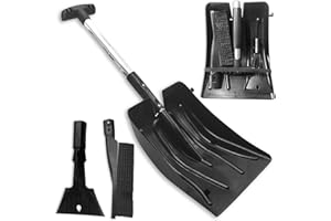 TERRE JARDIN - Pelle a Neige - Pelle à Neige Pliable, Multifonctions, avec Brosse et Grattoir - Pelle Déneigement Légère, Aluminium et Plastique - Pratique pour Voiture