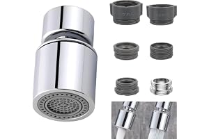 CHAOTEMAI 360° kranluftare, svängbart munstycke, kökskran, med 6 delar, adapter, kökskran, skummare, 22 mm, vattenbesparande
