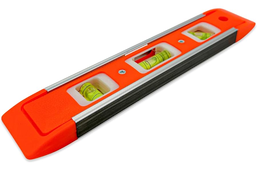 TIJAR Spirit Level Magnetic 230mm - Heavy-Duty, 3 Bubble Vials for Precision – Horizontal, Vertical & 45° Measuring Tool for DIY, Construction, and Carpentr