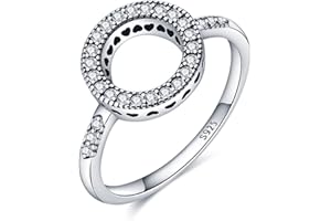 KUNSIR 925 Anelli in Argento Sterling per le Donne Cubic Zirconia Anelli Anello di Fidanzamento Anelli di Personalità R1