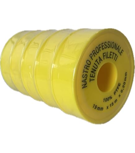 Nastro Teflon PTFE Per Idraulica - 15m X 19mm X 0.20mm - Sigillante Filettature Tubi E Raccordi