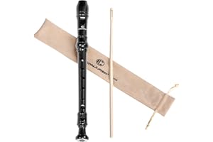 CONJURER Instrumento de grabadora soprano para niños y estudiantes – Flauta alemana de 8 agujeros ABS Flauta Descant Recorders para principiantes 3 piezas extraíbles con varilla de limpieza y bolsa de