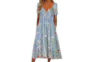 NNGOTD Robe Longue Femme Ete Boheme Chic Blanche Col V Midi Robe Taille Haute À Imprimé Floral Cocktail Party Manches Longues Robe De Soirée pour Mariage Robe pour Mariage