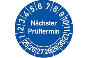 ROSENBAUM OFFSETDRUCK Nächster Prüftermin Prüfplakette, 100 Stück, in verschiedenen Farben und Größen, Prüfetikett Prüfsiegel Plakette (30 mm Ø, Blau)