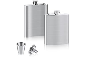 VFANDV Flasque a Alcool en Acier Inoxydable 2 Pièces, 4/8oz Flasque de Whisky avec 1 Entonnoir et 1 Verres à Vin lasque de Poche Portable Étanche Flasque Alcool pour Randonnée Voyage (4oz/112ml)