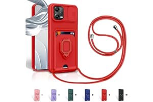 Aithne Funda con Cuerda para Xiaomi Redmi Note 12 Pro 5G / Poco X5 Pro 5G Case con Ranura para Tarjetas,360 Anillo función de Soporte Cubierta -Rojo