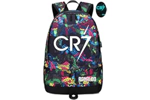 ‎LORH'S STORE Lorh's store Fußball Spieler Star Cristiano Ronaldo Ballspeicher leuchtender Rucksack Sportausrüstungdepositive multifunktionale Studentenbuchsack für Männer Frauen