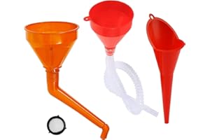 XINGRUN set di 3 Imbuto universale, ad angolo retto, in plastica flessibile, imbuto lungo, imbuti portatili a benzina con beccuccio staccabile e filtro per moto, auto, macchine agricole automobilistiche