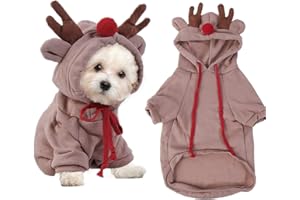 LIFREER Dog Christmas Outfit Dog Christmas Jumper Dogs Reindeer Costume Dogs Cat Xmas Outfit Pet Costume Hoodie Winter Coat Sweater for Medium Large Pets Puppy Cat, Size M