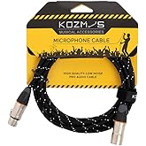 KOZMOS KCL-024-3M Siyah &Ouml;rg&uuml;l&uuml; XLR-XLR Mikrofon Kablosu (Gri U&ccedil;lu)