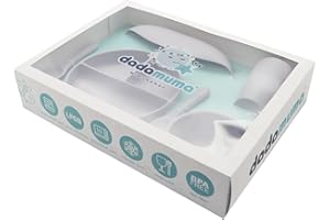 Dadamuma 6 Piece Silicone Baby Dining Set | Grey | Suction Plate, Suction Bowl, Cup, Bib, Fork & Spoon | BPA Free | LFGB Approved | Microwave & Dishwasher Safe