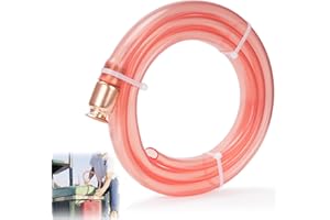 Nutmanel Tubo flessibile pompa a mano, pompa a sifone, pompa manuale travaso liquidi, pompa di trasferimento shaker sifone, tubo autoadescante per gas/benzina/diesel/carburante/acqua,Arancia