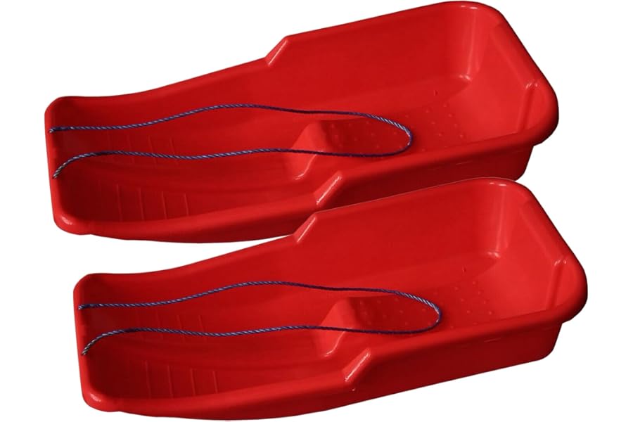 Kids Heavy Duty Snow Sledge - For Kids and Adults, Winter Toboggan Sleigh Sled With Rope | Plastic Ski Board, Pull Strap - Skateboard for Outdoor Snow, Skiing Board, Speeder, High-Performance
