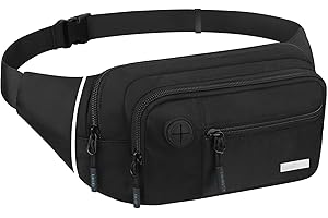 Lacdo Fanny Pack Waist Pack dla mężczyzn Kobiety Torba na ramię Crossbody z regulowanym paskiem na ramię Torba z wieloma kieszeniami do podróży Bieganie Piesze wycieczki Outdoor Hip Bum Bag, Czarna