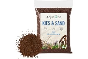 AquaOne Ghiaia per acquario, sabbia da 5 kg, colore nero chiaro, colorato, medio, grossolano, ghiaia per acquario, di alta qualità, sabbia di quarzo, ghiaia decorativa per acquario, grana (marrone 1,6