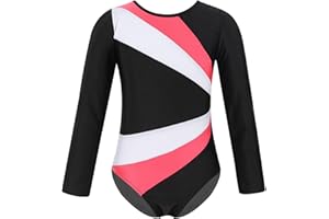 SEAUR - Turnanzug Mädchen Langarm Gymnastikanzug Schwarz Ärmellos Tanzen Ballet Yoga Kleidung Klassisch Trikot Gymnastik 5-14 Jahre