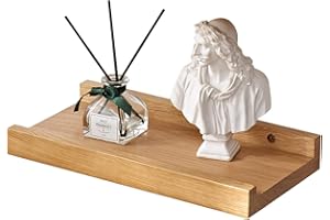 ‎GIEANOO Gieanoo Wooden Picture Shelf, 30 cm, Rustic Solid Oak, Floating Shelf, Wall Shelf, Spice Rack, Hanging Shelf for Living Room, Bedroom, Bathroom