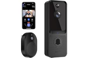 SUNNYJANE Smart Video Doorbell Camera Wireless with Ring Chime, AI Human Detection and Instant Alerts, Night Vision, 2-Way Audio, Battery Powered, Cloud Storage, 2.4G WiFi, Home Security System