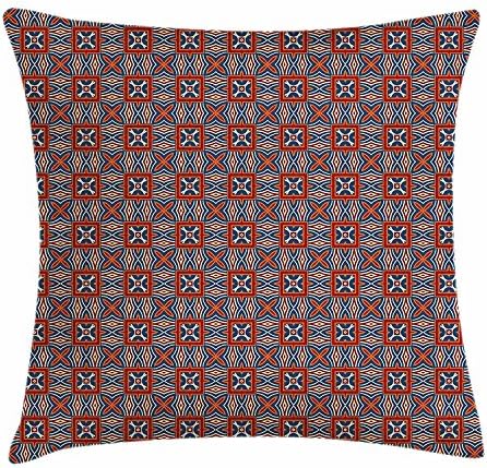 Ethnic Throw Pillow Cushion Cover, Traditional Moroccan Arabesque Mosaic Tiles Ottoman Persian Middle Eastern Motif, Decorative Square Accent Pillow Case, 18 X 18 Inches, Multicolor