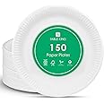 TABLE KIND 150 BULK PACK Eco-Friendly White Paper Plates for Catering & Everyday Use, Recyclable Round Disposable Dishes Birthday Party Supplies, Home Compostable Made in EU 22CM