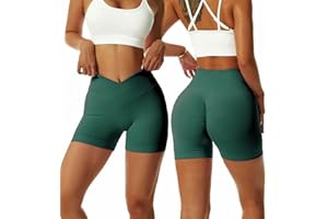 Arkim Legging Court Femme de V Taille Short Sport Cycliste Femme Anti Frottement Cuisse Legging Sport Femme Short Running Fitness Yoga Court Femme