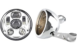SKUNTUGUANG 5-3/4 5.75 Pollice HA CONDOTTO Il Faro Alloggiamento per Har-ley Chrome Proiettore moto Faro (Bianco)