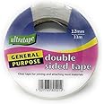 AbbeyShake - Nastro biadesivo multiuso, 12 mm x 33 m, adatto al lavoro e alle arti creative, colore trasparente, Trasparente,