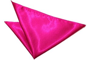AAMERA Mens Hot Pink Hanky Handkerchief Pocket Square Plain Satin Solid Wedding Accessory