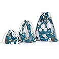 Amoyie 3 pcs Drawstring Storage Bag Set for Boy Stuff, Travel Home Accessories (3 Different Size), Bear