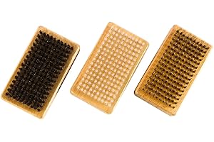 Ieron 3pcs Ski Snowboard Wax Brush Set Cleaning Brushes for Ski Snowboard Maintenance Nylon Brass Horse Hair Ski Waxing Brush Kit for Snowboarders and Ski Enthusiasts