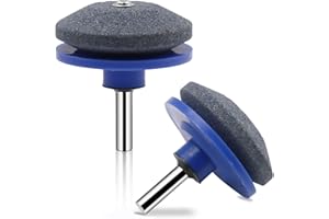 EPICSOA 2Pcs Lawn Mower Blade Sharpener, Heavy Duty Garden Tool Sharpener, Precise Multipurpose Sharpener for Rotary Lawn Mower, Spades, Hoes, Lawn Edgers Tool ＆ Most Power Drill Hand Drill