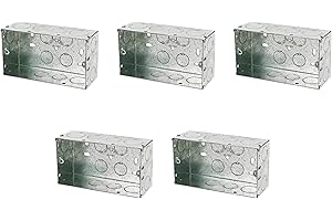 CED Single/Double Flush Electrical Metal Socket/Switch Back Boxes 25mm 35mm 45mm Wall Pattress (5, 2 Gang 35mm)