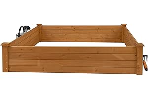 ‎NEEDS&WANTS needs&wants® Große Hochbeet-Umrandung aus Holz für Garten Terrasse, Pflanzbeet Bausatz XL quadratisch, Blumenbeet Kräuterbeet Beetumrandung niedrig deko, 120 x 120 x 26,5 cm, dunkel-braun