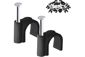 DEKUKAR 100PCS Round Cable Clips, 4MM Electrical Cable Wall Clip Cable Nail Clips Management, Wire Tidy Clips Pins Cable Tacks for Ethernet, Electrical Cables, Wires