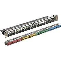 FGB 24-Port CAT7 Patchpanel – Geschirmte Keystone Module, 10 Gbps, 600 MHz, Für 19 Zoll Rack, Farbig Codiert