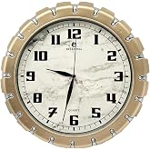 Bellisima BL-1058 Serisi Klasik Kadran Mermer Desenli Sessiz Akar 30 cm Duvar Saati Gold-Gri