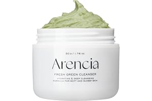Arencia Korean Rice Mochi Face Cleanser & Daily Scrub - Moisturizing, Brightening & Deep-Cleansing - All Skin Types, Vegan, Organic - with Rice Powder, Rice Water & Green Tea (50g)
