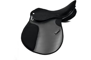 ACES EQUINE AcesEquine SYNTHETIC JUMPING SELF ADJUSTING GP SADDLE SUEDE SEAT WITH EASY CHANGEABLE GULLET SYSTEM IN BLACK COLOR 17.5" SEAT