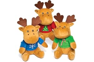 Baker Ross Peluches Rennes de Noël avec Pull (Paquet de 3) - Jouets pour Enfants, AF816