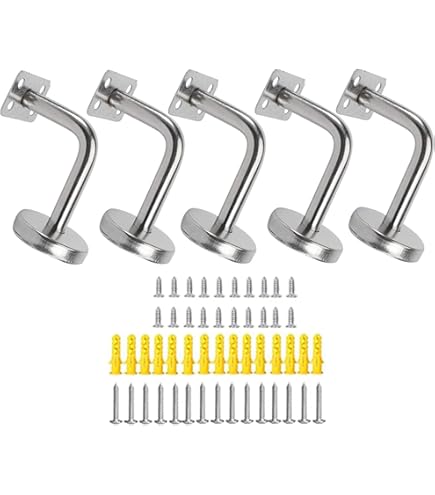 Lot De 5 Supports De Main Courante D'escalier, Supports De Rampe D Escalier Acier Inoxydable 60 X 80 Mm Pour Rampes D Escalier Seuil Ou Balustrade Interieure Et Exterieure Noir