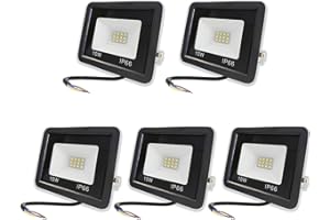Hopelit 10W LED Strahler 5er, Led Strahler Außen Warmweiß Licht 3000K, IP66 Wasserdicht, 850LM Superhell Scheinwerfer für Garten, Garage, Patio etc.