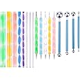 AmigozZ Dotting Tools Set with Mandala Dotting Stencils Templates Brushes and Paint Tray for Painting Rocks Drawing Drafting Kids Crafts & Nail Art (17 Pcs Mandala Set, Multicolor)
