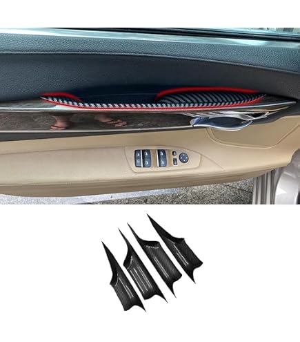 Coperture Maniglia Interna Portiera Auto Per BMW Serie 7 F01 F02 (2008-2015) - Set Di 4, ABS Nero, Sostituzione OE 51419115501/02
