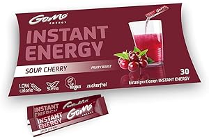 ‎GOMO GoMo ENERGY® Getränkepulver mit Stevia gesüsst│ natürliches Kirsch-Aroma │ Fruchtige Energie mit 80mg Koffein, Vitamin-B-Komplex hochdosiert und Niacin│SOUR CHERRY 30 Einzelportionen